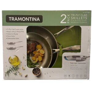 Tramontina 2-Piece Stainless Steel Frying Pan Set, Suitable for Induction